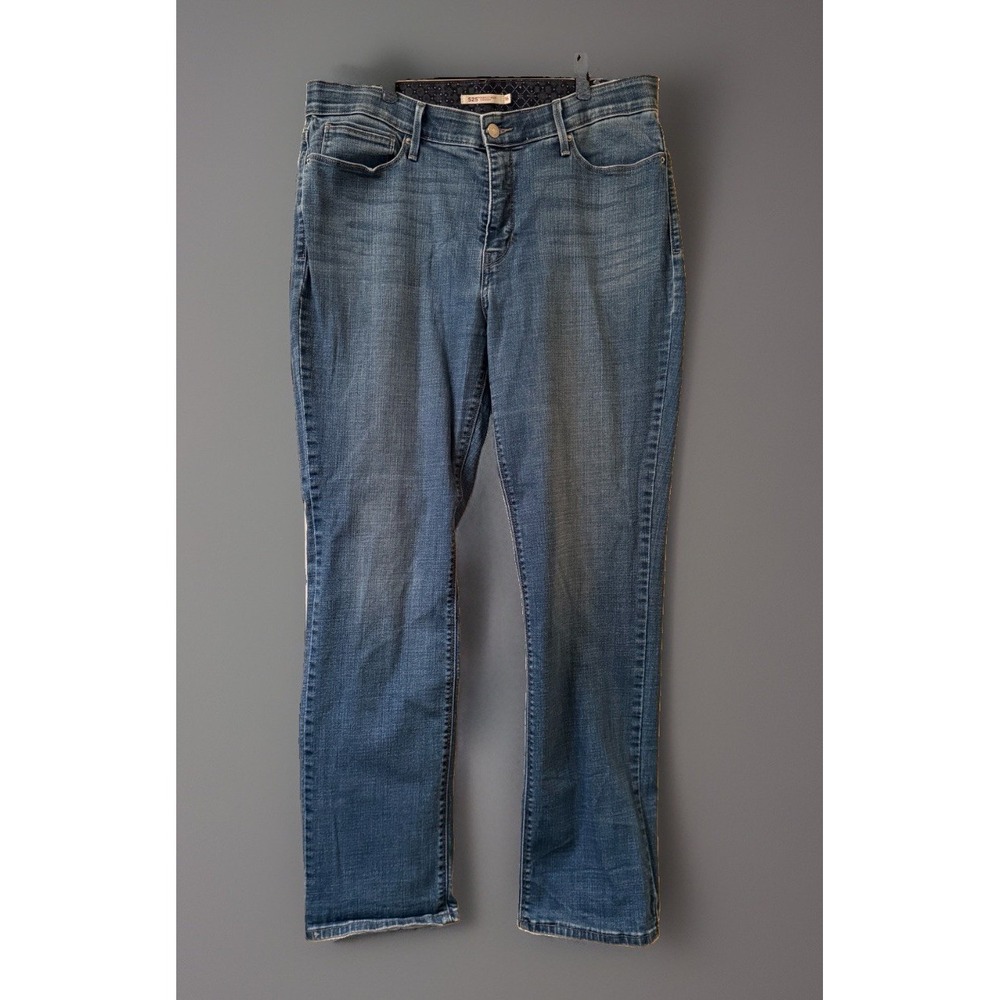 LEVIS 525 Perfect Waist Straight Leg Jeans Womens 16 Blue Medium Wash Stretch